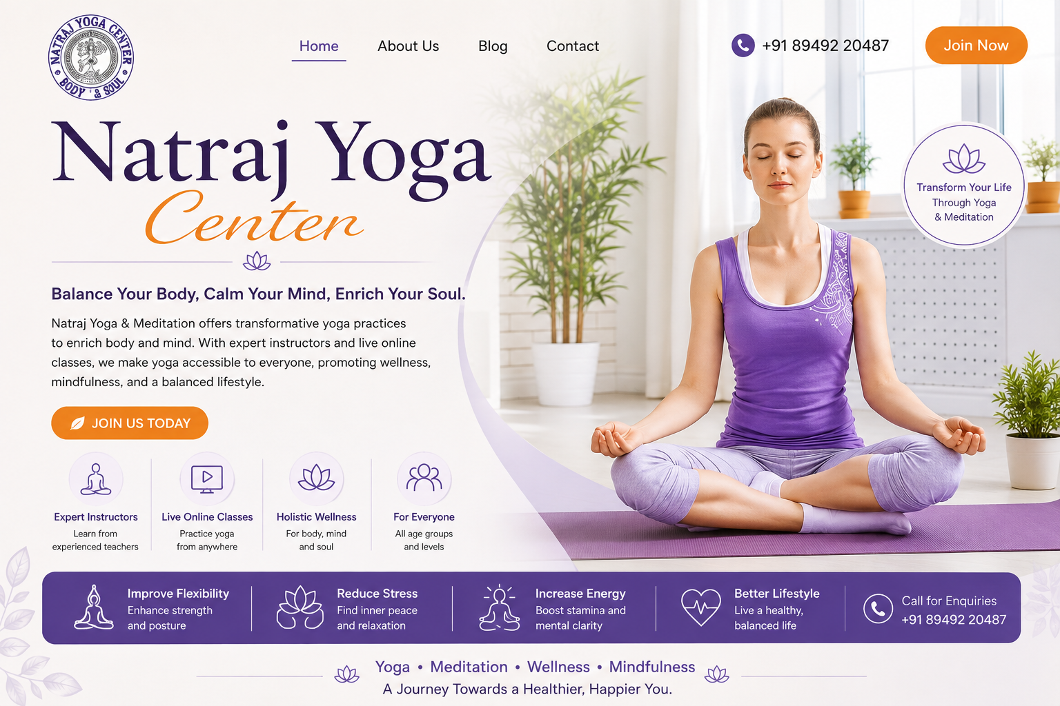 Natraj Yoga Center yoga and meditation website